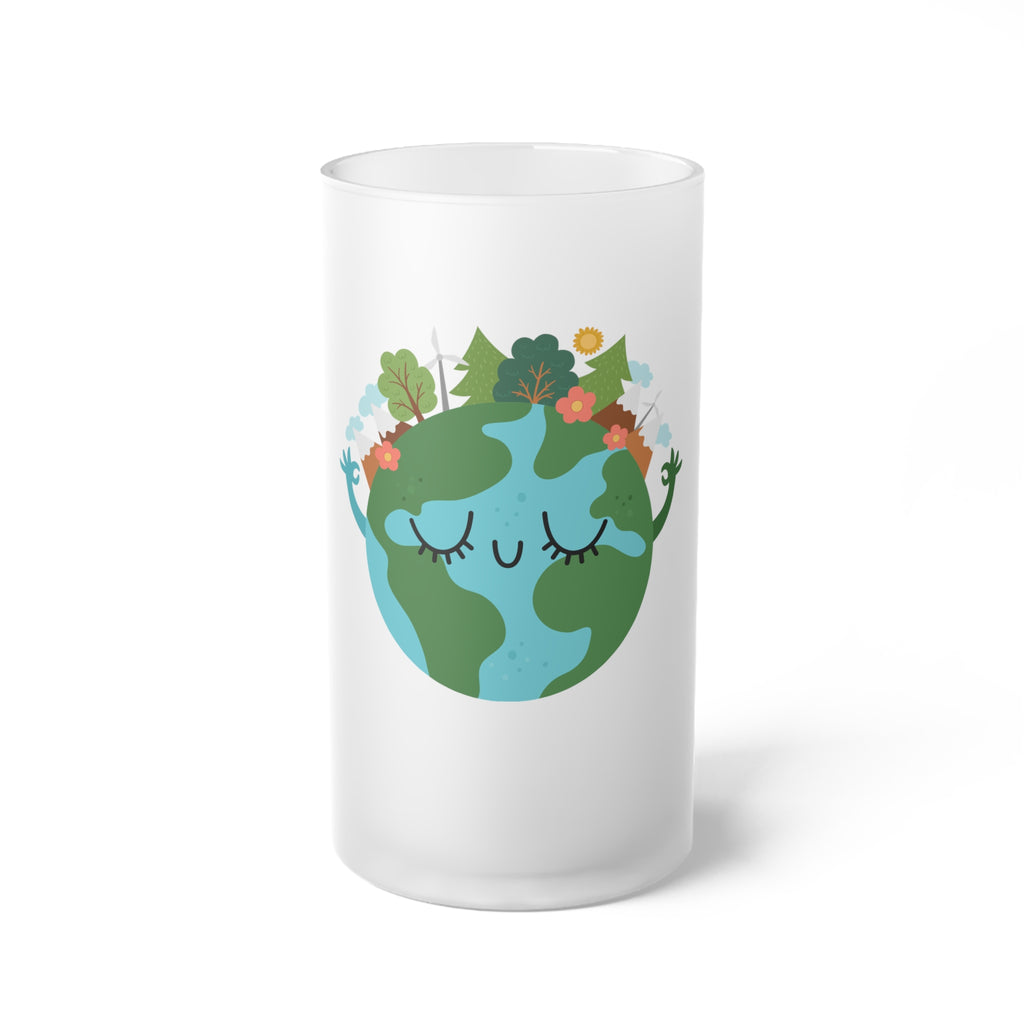 Earth Day Bierkrug aus satiniertem Glas (Schlafender-Planet-Design)