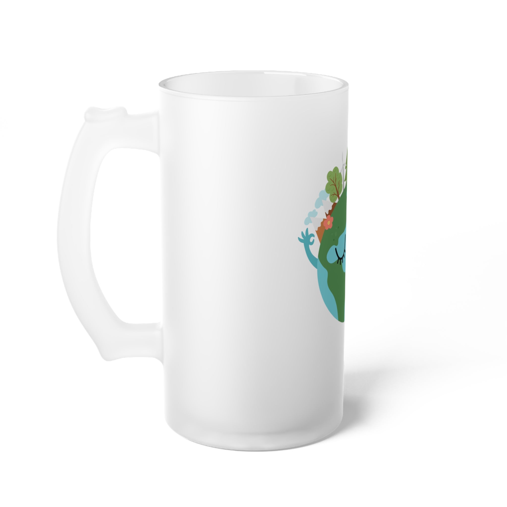 Earth Day Bierkrug aus satiniertem Glas (Schlafender-Planet-Design)