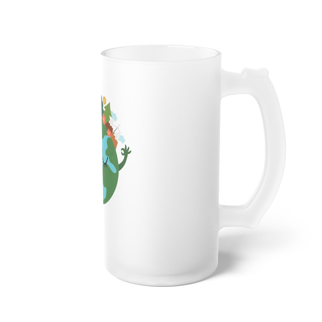 Earth Day Bierkrug aus satiniertem Glas (Schlafender-Planet-Design)